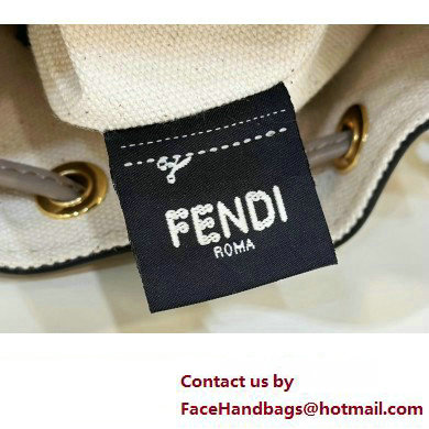 Fendi Mon Tresor Mini bucket bag Multicolor Gray canvas with FF embroidery