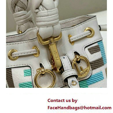 Fendi Mon Tresor Mini bucket bag Multicolor White canvas with FF embroidery