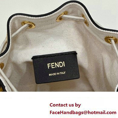 Fendi Mon Tresor Mini bucket bag Multicolor White canvas with FF embroidery