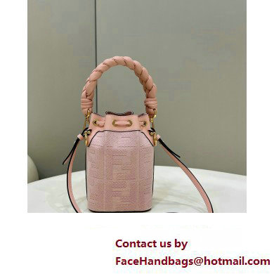 Fendi Mon Tresor Mini bucket bag Pink canvas with FF embroidery