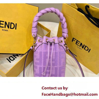 Fendi Mon Tresor Mini bucket bag Purple canvas with FF embroidery