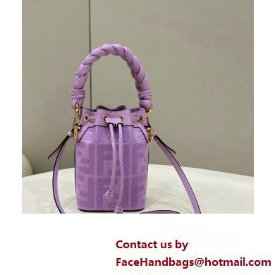 Fendi Mon Tresor Mini bucket bag Purple canvas with FF embroidery