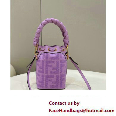 Fendi Mon Tresor Mini bucket bag Purple canvas with FF embroidery