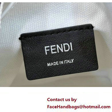 Fendi Mon Tresor Mini bucket bag White/Black canvas with FF embroidery