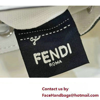 Fendi Mon Tresor Mini bucket bag White/Black canvas with FF embroidery