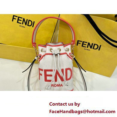 Fendi Mon Tresor Mini bucket bag White/Pink canvas - Click Image to Close