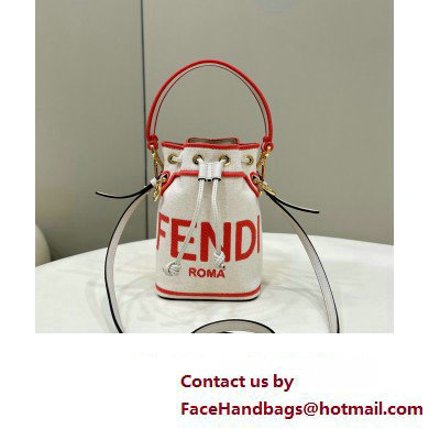 Fendi Mon Tresor Mini bucket bag White/Pink canvas