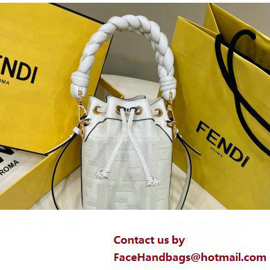 Fendi Mon Tresor Mini bucket bag White canvas with FF embroidery - Click Image to Close