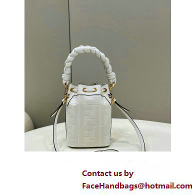 Fendi Mon Tresor Mini bucket bag White canvas with FF embroidery