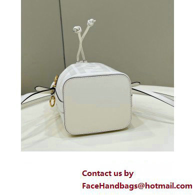 Fendi Mon Tresor Mini bucket bag White canvas with FF embroidery