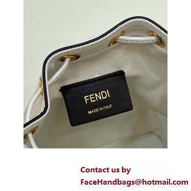 Fendi Mon Tresor Mini bucket bag White canvas with FF embroidery