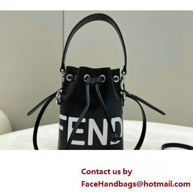 Fendi Mon Tresor Mini bucket bag leather Black/White - Click Image to Close