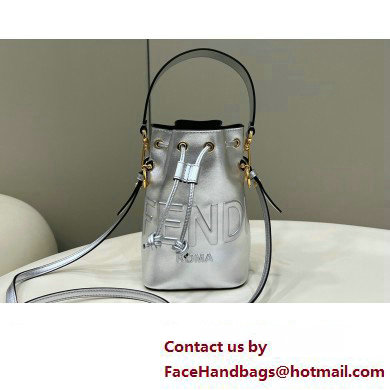 Fendi Mon Tresor Mini bucket bag leather Silver