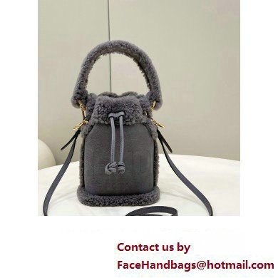 Fendi Mon Tresor Mini bucket bag sheepskin Gray nubuck