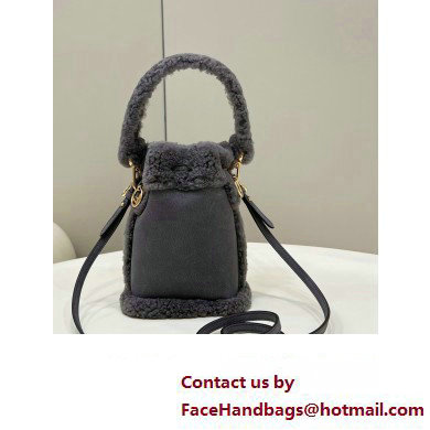 Fendi Mon Tresor Mini bucket bag sheepskin Gray nubuck