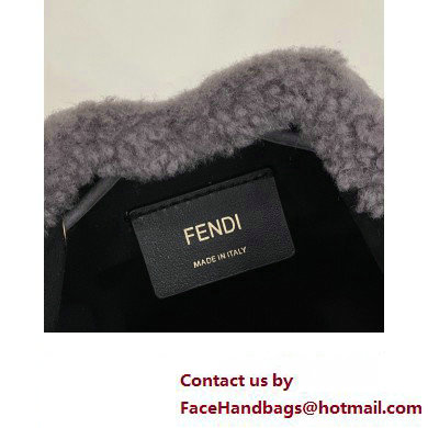 Fendi Mon Tresor Mini bucket bag sheepskin Gray nubuck