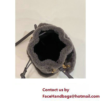 Fendi Mon Tresor Mini bucket bag sheepskin Gray nubuck