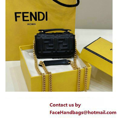 Fendi Nano Baguette Chain Bag Leather Black