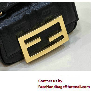 Fendi Nano Baguette Chain Bag Leather Black