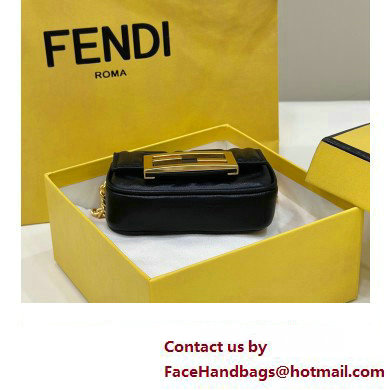 Fendi Nano Baguette Chain Bag Leather Black