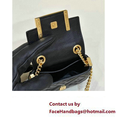 Fendi Nano Baguette Chain Bag Leather Black