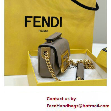 Fendi Nano Baguette Chain Bag Leather Gray