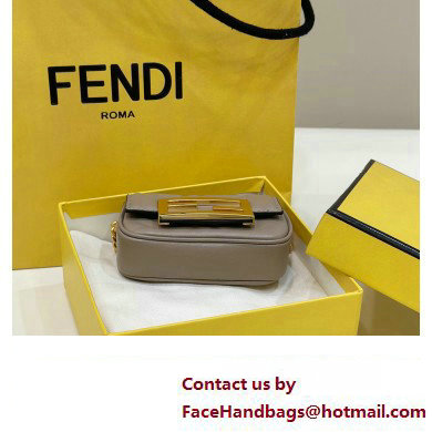 Fendi Nano Baguette Chain Bag Leather Gray