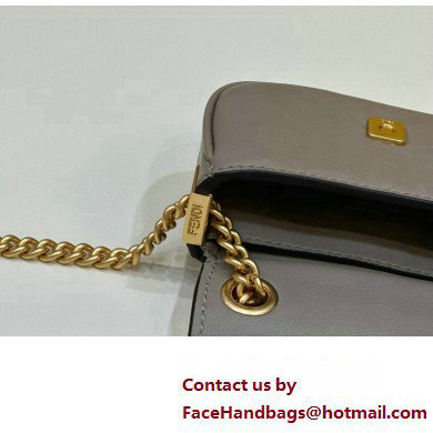 Fendi Nano Baguette Chain Bag Leather Gray