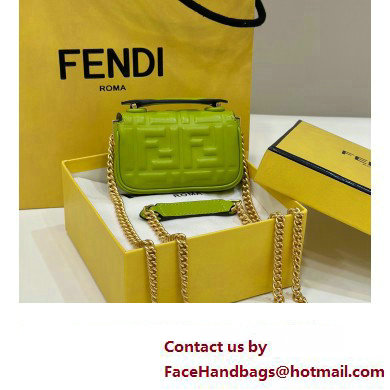 Fendi Nano Baguette Chain Bag Leather Green