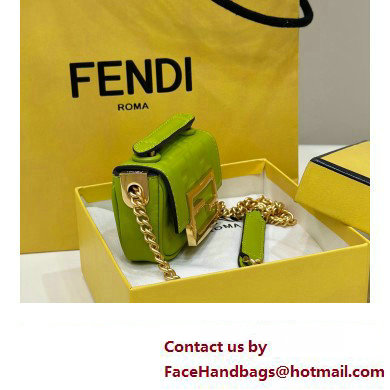 Fendi Nano Baguette Chain Bag Leather Green