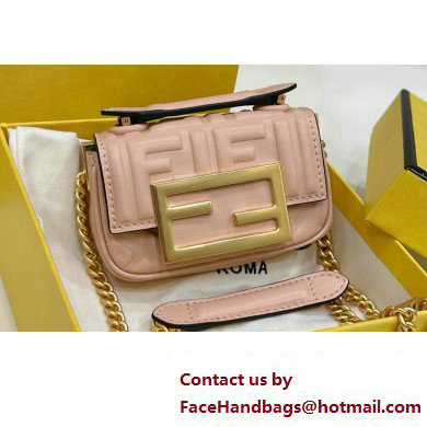 Fendi Nano Baguette Chain Bag Leather Pink - Click Image to Close