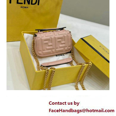 Fendi Nano Baguette Chain Bag Leather Pink