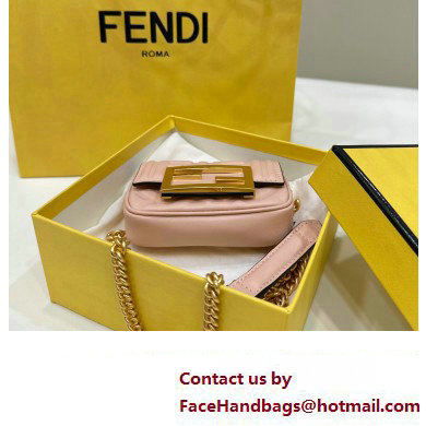 Fendi Nano Baguette Chain Bag Leather Pink