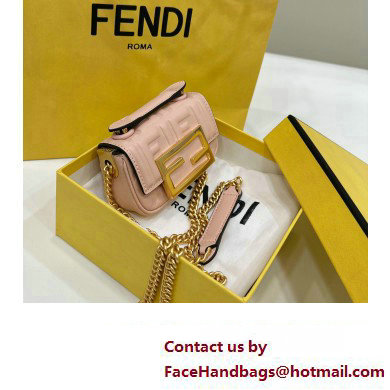 Fendi Nano Baguette Chain Bag Leather Pink