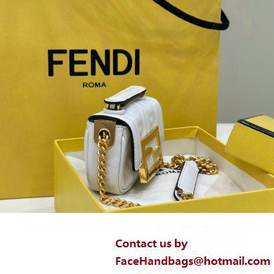 Fendi Nano Baguette Chain Bag Leather White