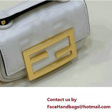 Fendi Nano Baguette Chain Bag Leather White