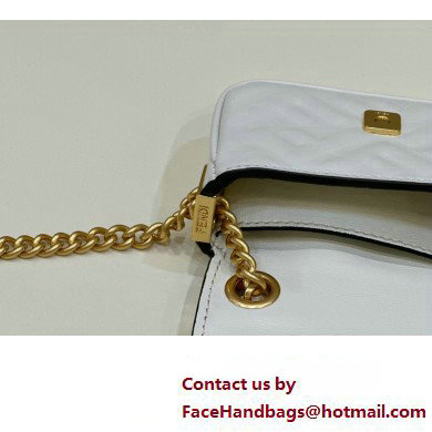 Fendi Nano Baguette Chain Bag Leather White