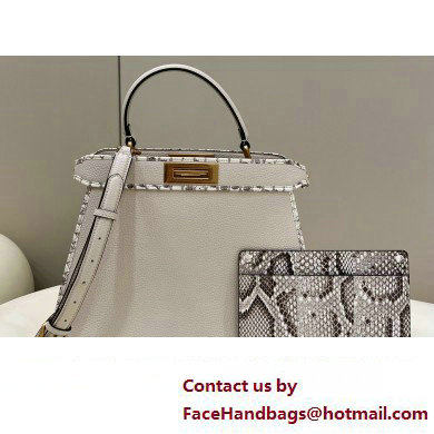 Fendi Peekaboo ISEEU Medium Bag White Calfskin/Python Edge