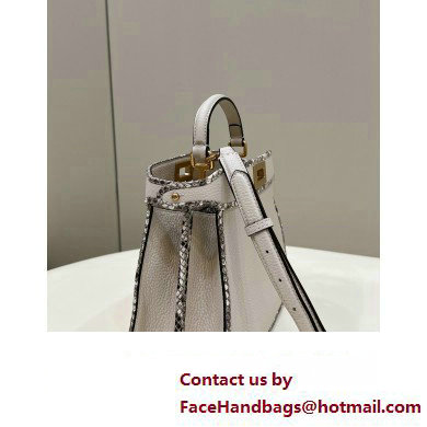 Fendi Peekaboo ISEEU Small Bag White Calfskin/Python Edge