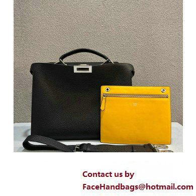 Fendi Peekaboo Iseeu Medium Bag in Selleria Leather 7VA529 Black/Yellow