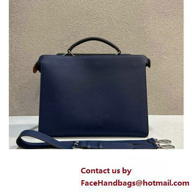 Fendi Peekaboo Iseeu Medium Bag in Selleria Leather 7VA529 Dark Blue/Blue