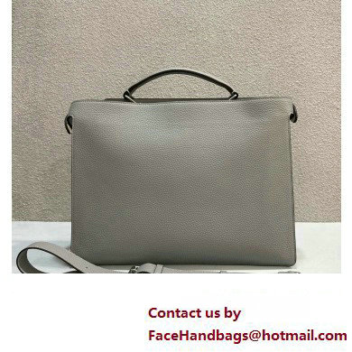 Fendi Peekaboo Iseeu Medium Bag in Selleria Leather 7VA529 Gray/White