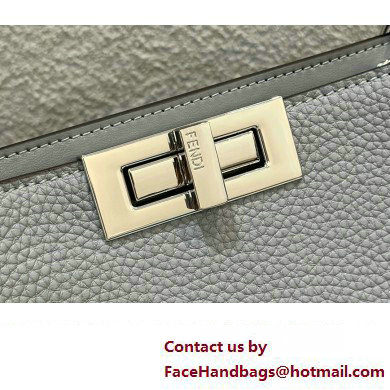 Fendi Peekaboo Iseeu Medium Bag in Selleria Leather 7VA529 Gray/White