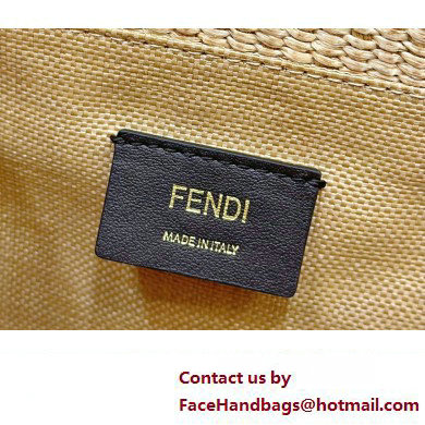 Fendi Sunshine Medium Shopper Tote Bag Beige and brown raffia straw 2022