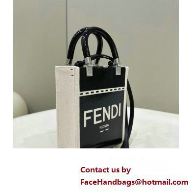 Fendi Sunshine Mini Sunshine Shopper Bag Canvas/Leather Black