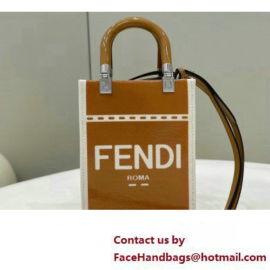 Fendi Sunshine Mini Sunshine Shopper Bag Canvas/Leather Brown - Click Image to Close