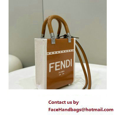 Fendi Sunshine Mini Sunshine Shopper Bag Canvas/Leather Brown