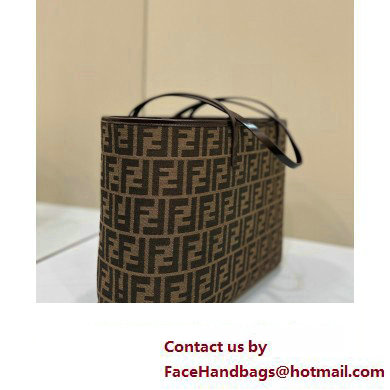 Fendi Vintage Shopping Tote Bag in Brown jacquard FF fabric 8338 - Click Image to Close