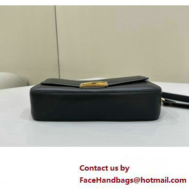 Fendi by Stefano Pilati Medium Baguette Bag handle with metal FENDI lettering in Black nappa leather 2024