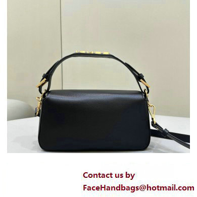 Fendi by Stefano Pilati Medium Baguette Bag handle with metal FENDI lettering in Black nappa leather 2024